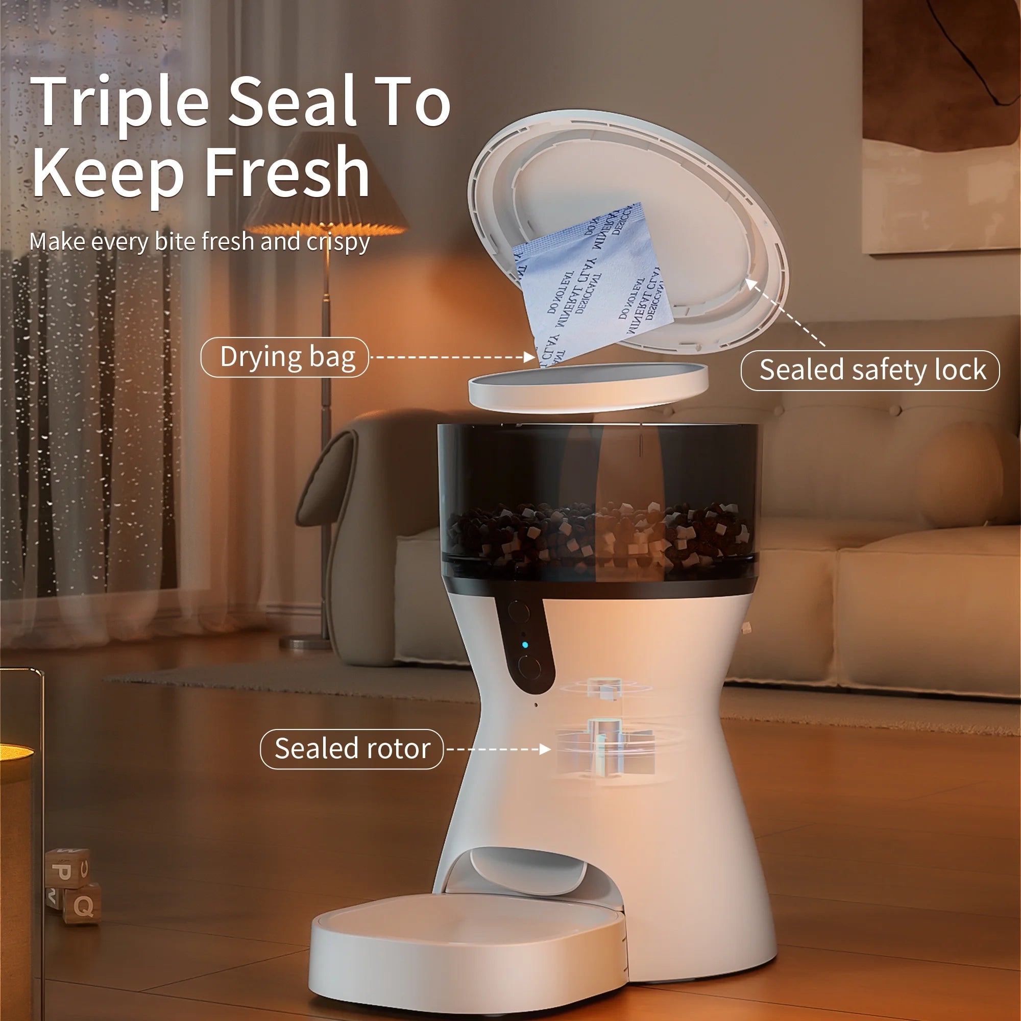 Revolutionary Automatic Cat and Dog Feeder with Smart App Control - 4L Capacity, Voice Recording, and Dual Power Support for Hassle-Free Pet Feeding