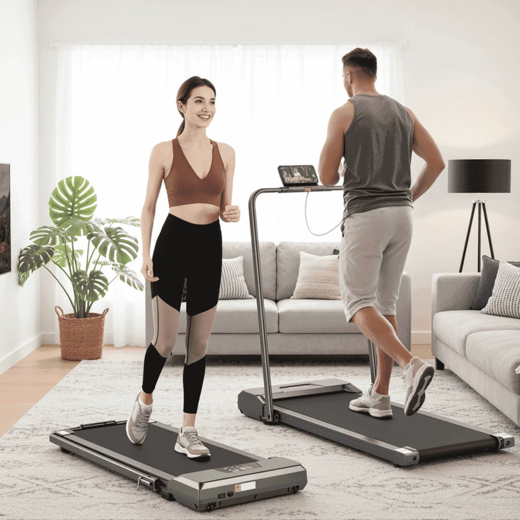 Treadmill 2 in 1 Walking Pad Treadmill Folding 7.5 Mph Running under Desk Treadmill with Remote Control and LED Display for Home Office Use