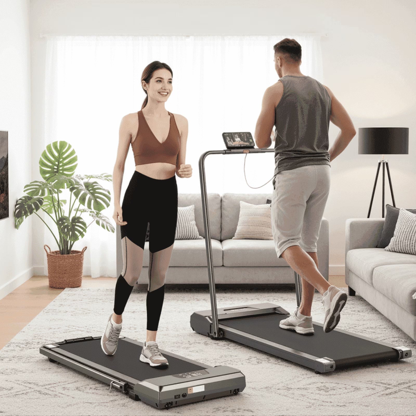 Treadmill 2 in 1 Walking Pad Treadmill Folding 7.5 Mph Running under Desk Treadmill with Remote Control and LED Display for Home Office Use