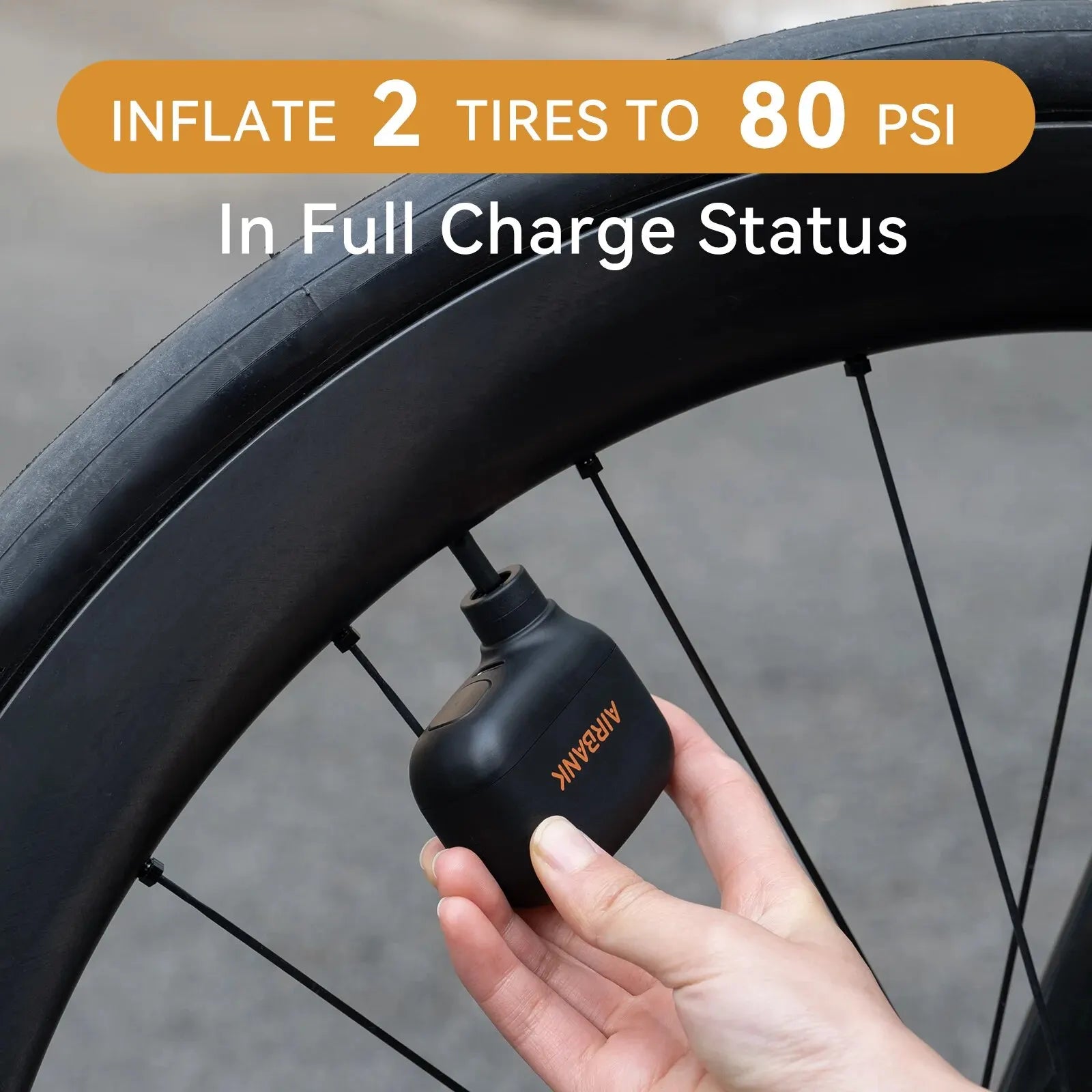 AS100 Mini Portable Bicycle Pump Rechargeable Air Inflator 100PSI Type-C Bike Accessories for Bike Schrader Presta Tires