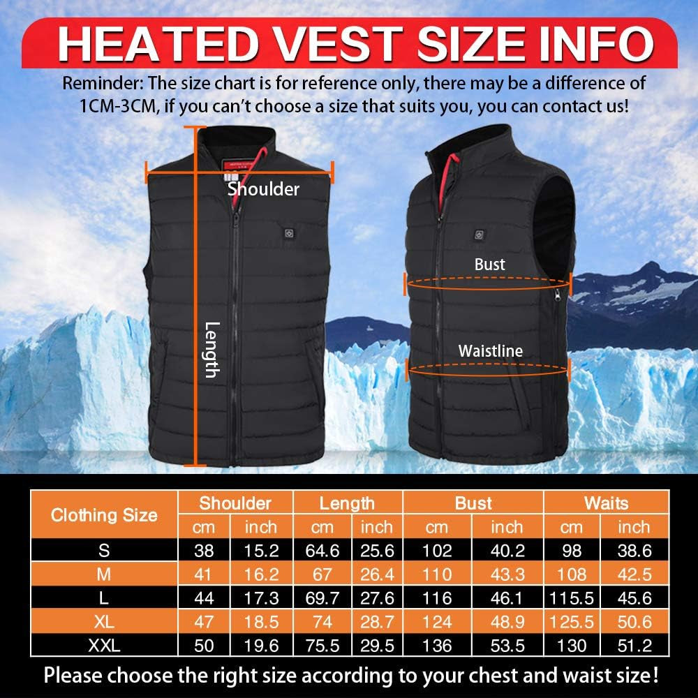 Heated Vest, 9 Heating Zones Electric Lightweight Heated Vest for Men Women,Skating for Heated Jacket/Sweater