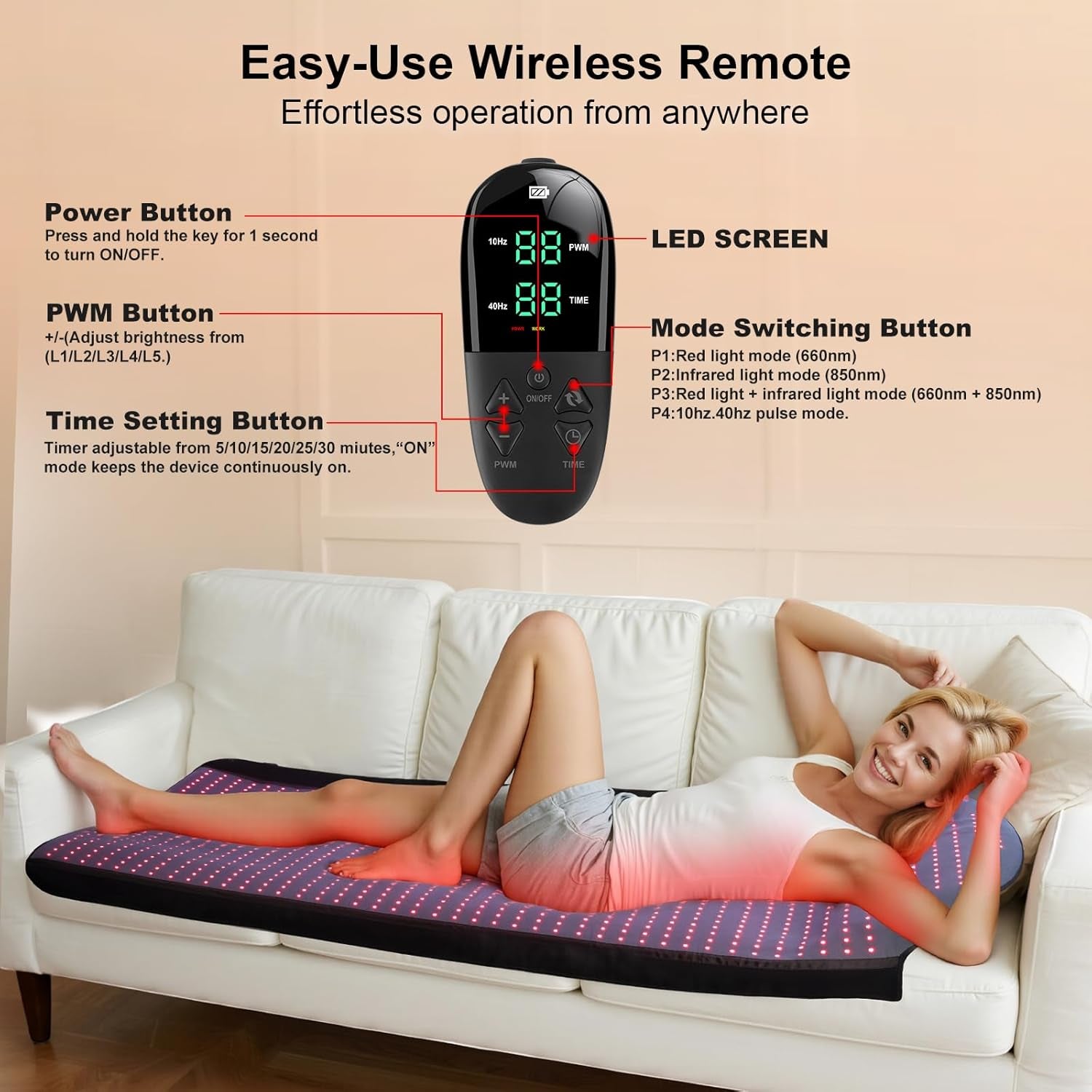 Red Light Therapy Mat for Full Body, 71" X 33" Redlight Therapy Blanket with Premium Leather, 1380 Leds near Infrared Red 660Nm & 850Nm Light Therapy Pad for Pain Relief, Skin Care(1380 Leds)