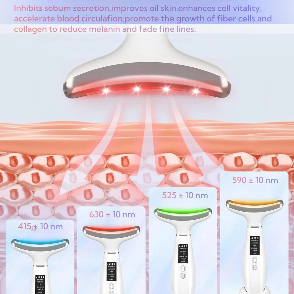 Facial and Neck Beauty Device, Skin Care Face Massager, Multifunctional 6 in 1 Light Therapy Face Sculpting Tool with Vibration, Thermal, Cooling, Microcurrent for Skin Care Routine at Home