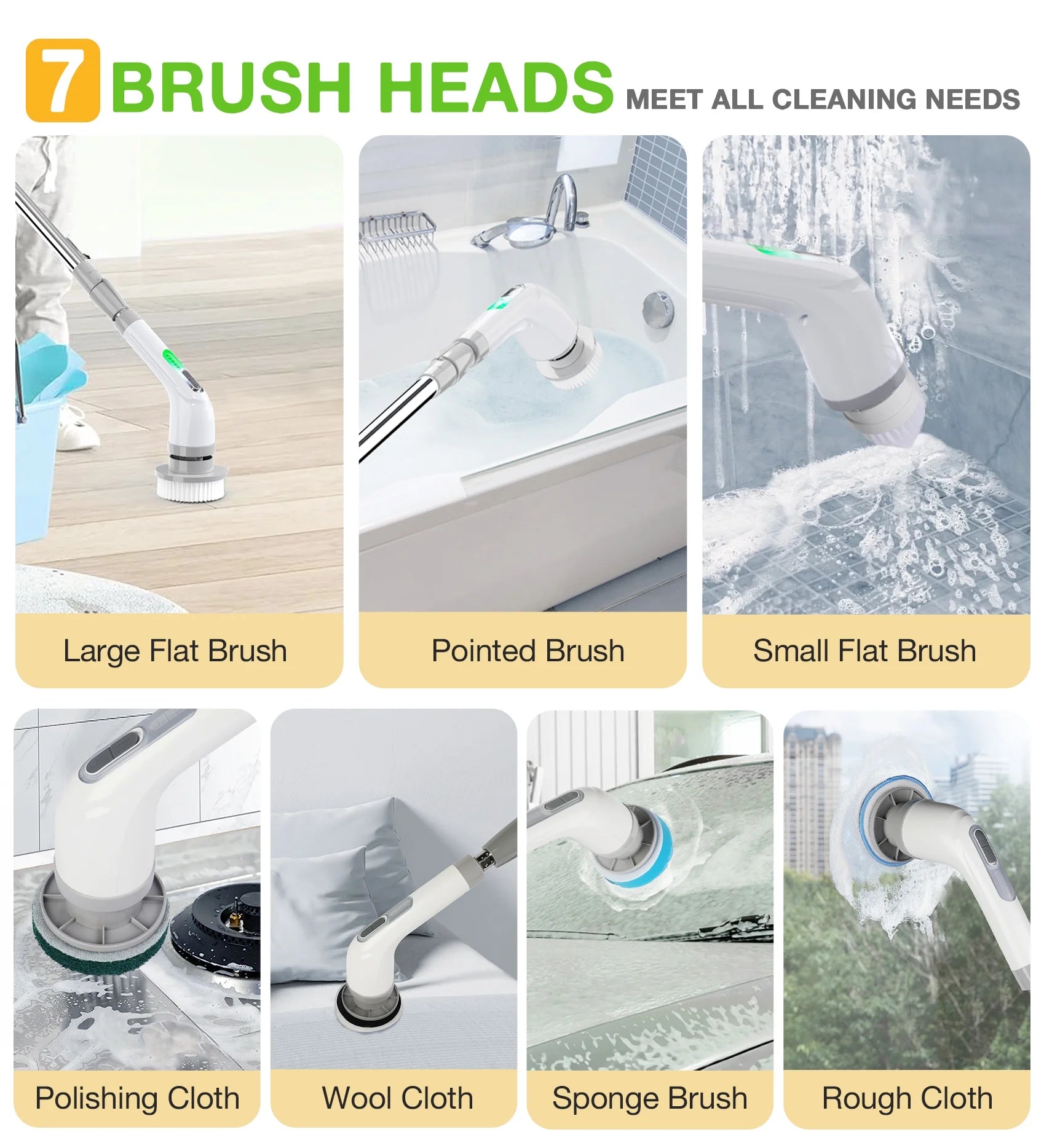 Electric Spin Scrubber, Cordless Bathroom Scrubber Cleaning Brush for Floor, Bathtub, Kitchen