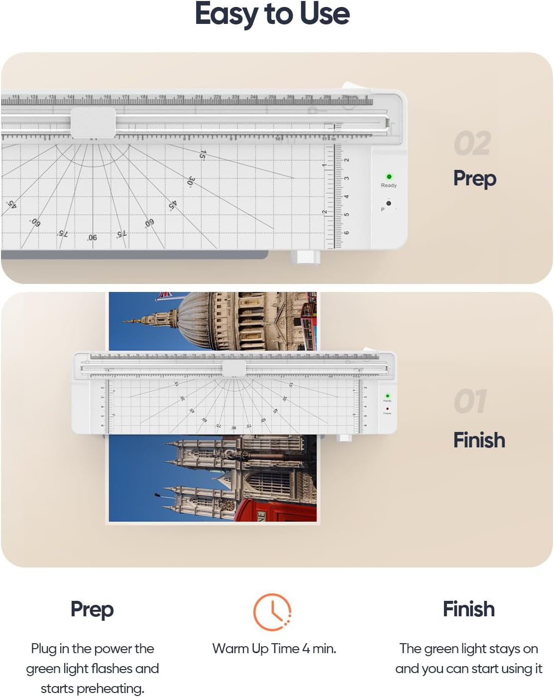 9-Inch Thermal Laminator Machine with Built-In Paper Trimmer & Corner Rounder, Fast 4-Min Warm-Up, Jam-Free System, Ideal for Home, Office & School
