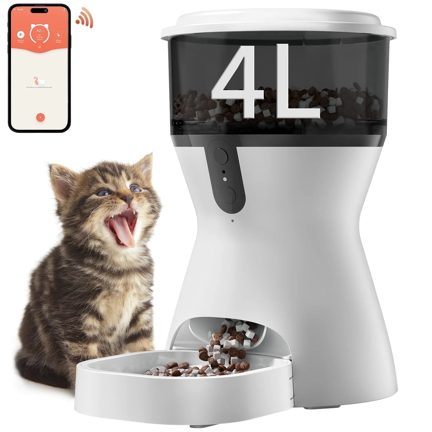 Revolutionary Automatic Cat and Dog Feeder with Smart App Control - 4L Capacity, Voice Recording, and Dual Power Support for Hassle-Free Pet Feeding