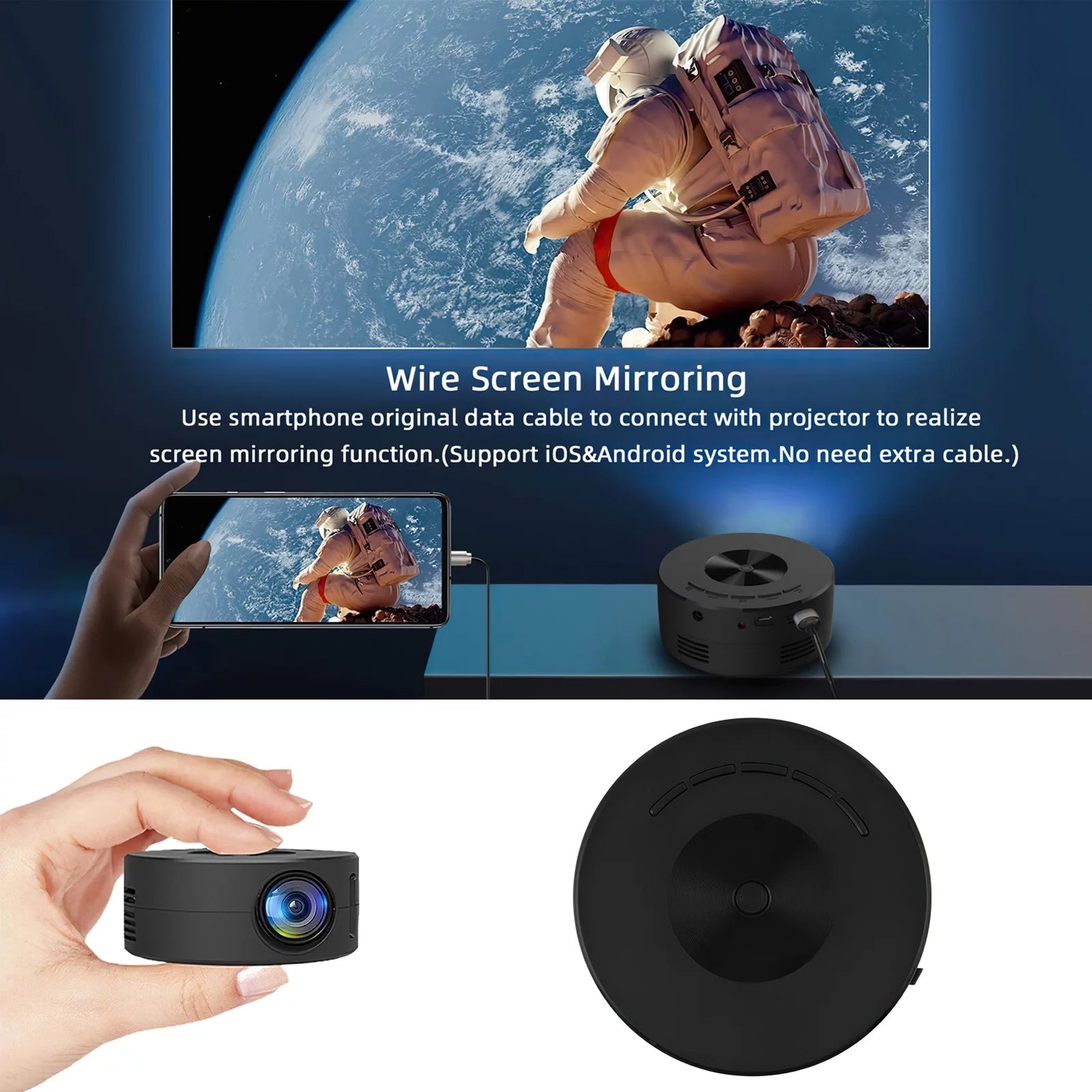 Experience Cinematic Quality Anywhere with the Mini Projector - 1920*1080P HD Home Theater Projector with Remote Control