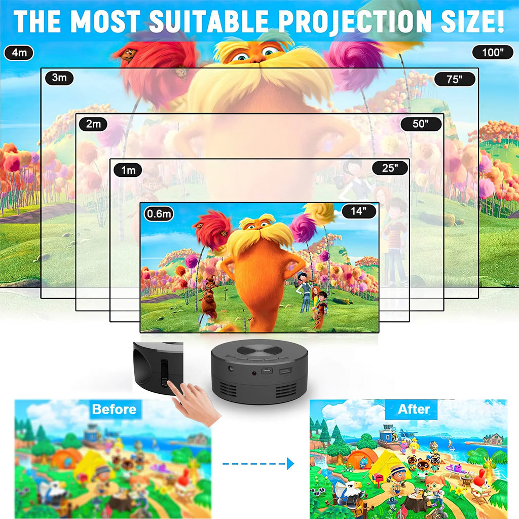 Experience Cinematic Quality Anywhere with the Mini Projector - 1920*1080P HD Home Theater Projector with Remote Control