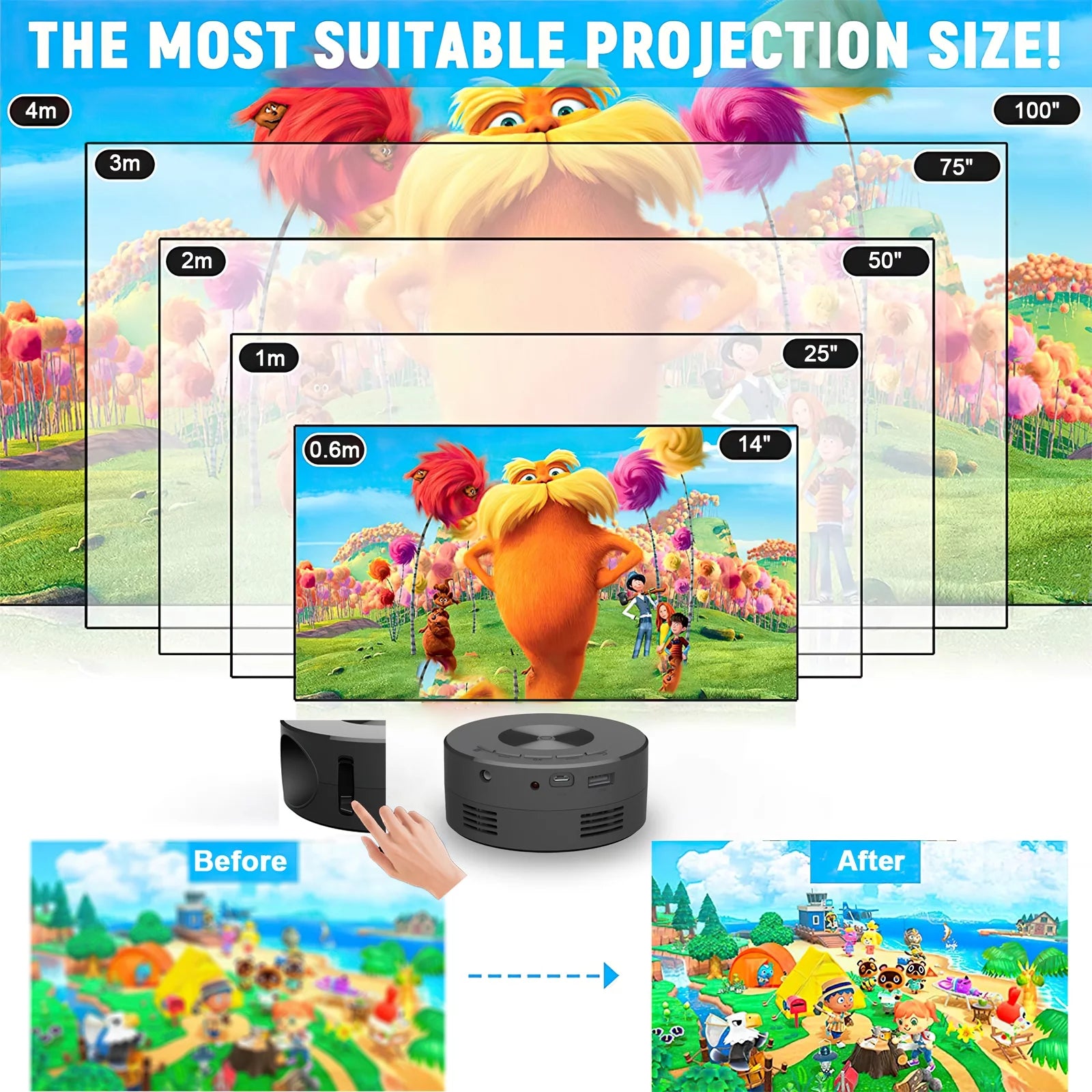 Experience Cinematic Quality Anywhere with the Mini Projector - 1920*1080P HD Home Theater Projector with Remote Control