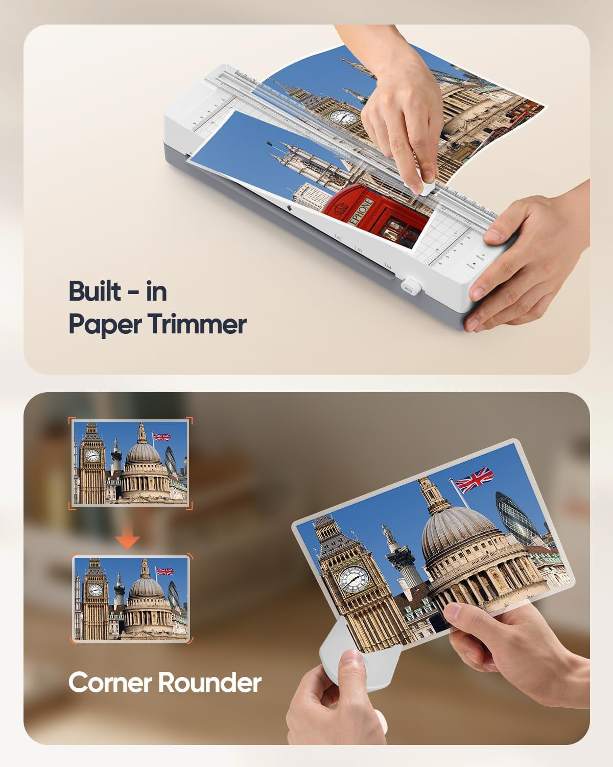 9-Inch Thermal Laminator Machine with Built-In Paper Trimmer & Corner Rounder, Fast 4-Min Warm-Up, Jam-Free System, Ideal for Home, Office & School