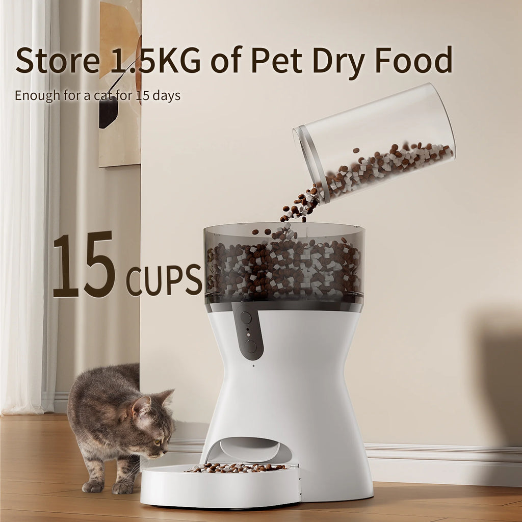 Revolutionary Automatic Cat and Dog Feeder with Smart App Control - 4L Capacity, Voice Recording, and Dual Power Support for Hassle-Free Pet Feeding